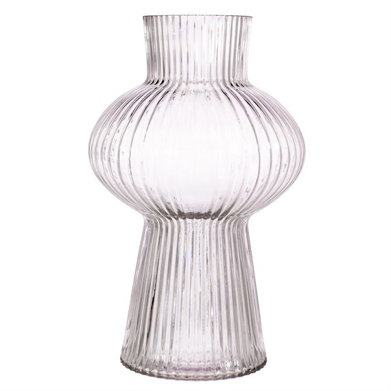 Shapely Fluted Glass Vase Clear