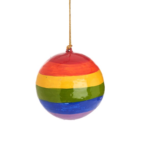 Rainbow Papier Mache Bauble