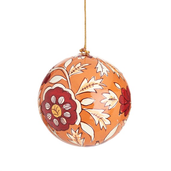 Retro Floral Papier Mache Bauble