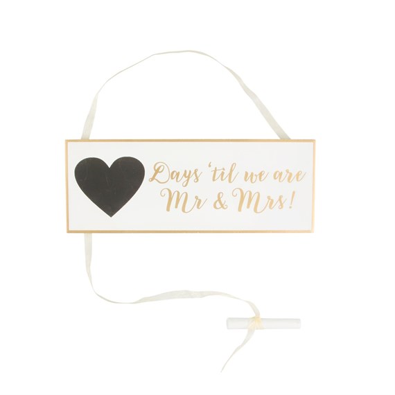 Gold & White Wedding Countdown Plaque