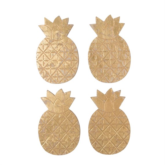 Set of 4 Gold Pineapple Coasters