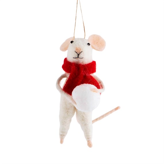 Traditional Mouse with Snowball Hanging Decoration