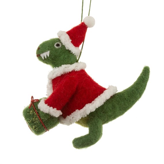 Roarsome Dinosaur Santa Hanging Felt Decoration