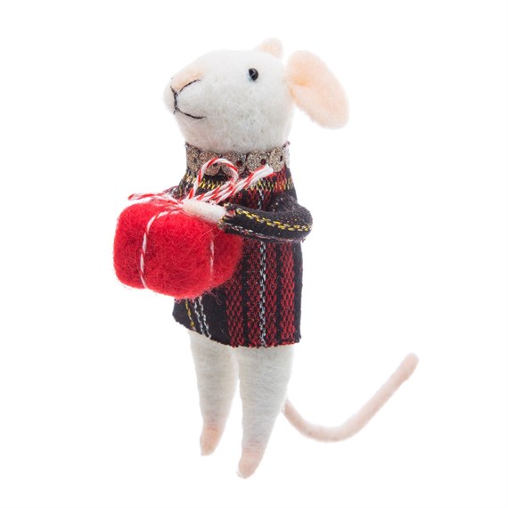 Tartan Mouse Standing Felt Decoration