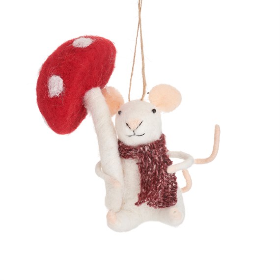 Mouse with Mushroom Felt Decoration