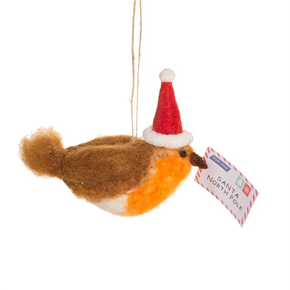 Robin with Letter to Santa Felt Decoration