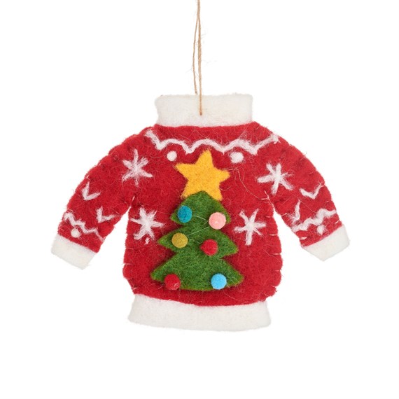 Red Christmas Jumper Felt Decoration