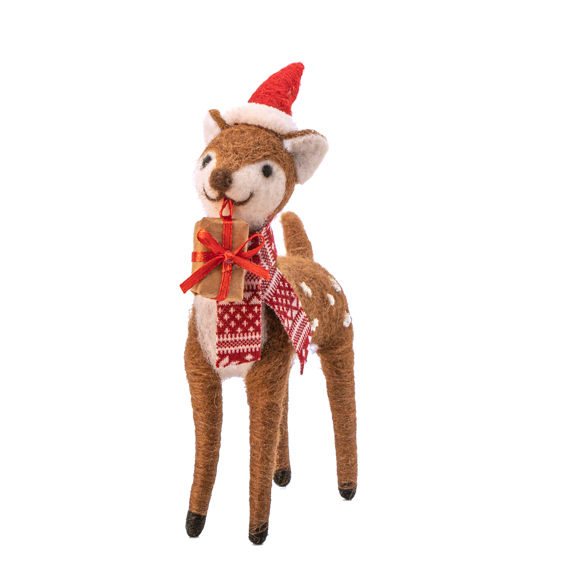 Fawn with Present Felt Decoration