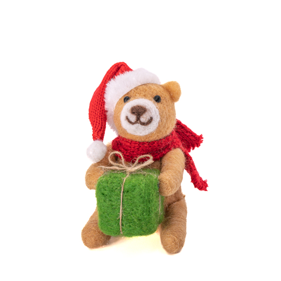 Bear with Gift Felt Decoration