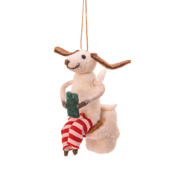 Dog on the Loo Felt Decoration