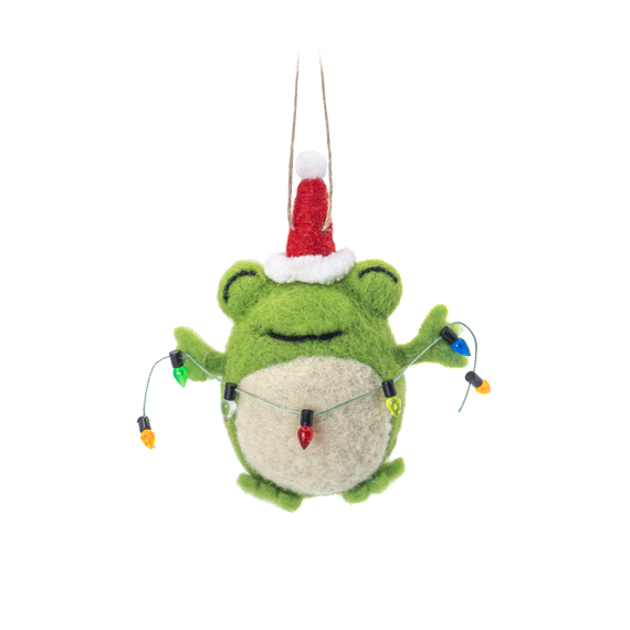Frog with Lights Felt Decoration