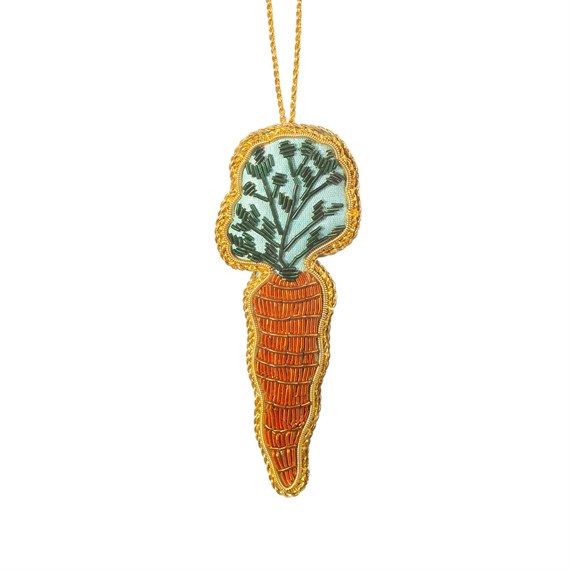 Carrot Zari Embroidery Decoration Orange