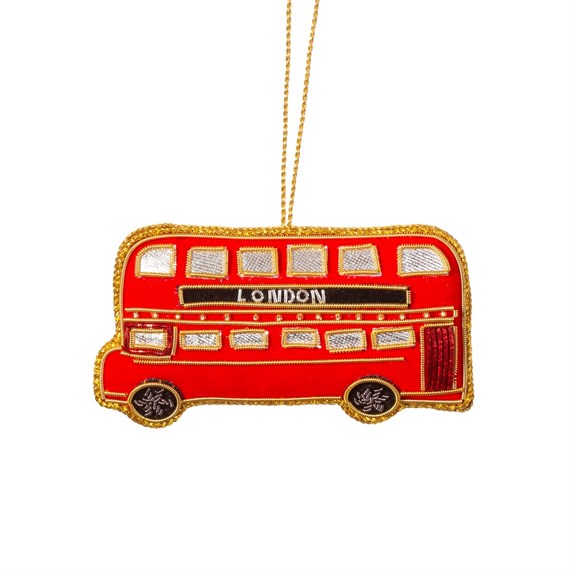 London Bus Zari Embroidery Decoration Red