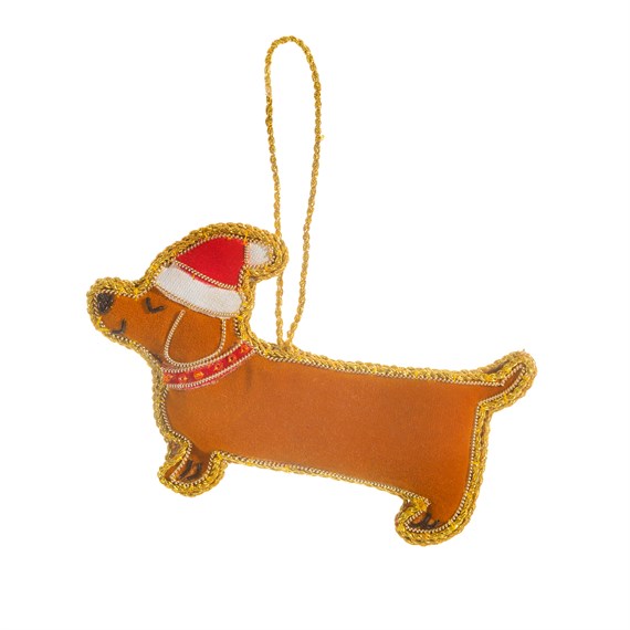 Santa Sausage Dog Zari Decoration