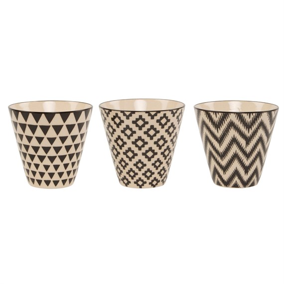 Mini Black Geo Planters - Set of 3