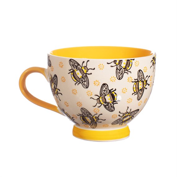 Busy Bees Stamped Yellow Mug