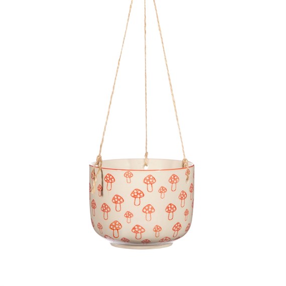 Mushroom Print Hanging Planter