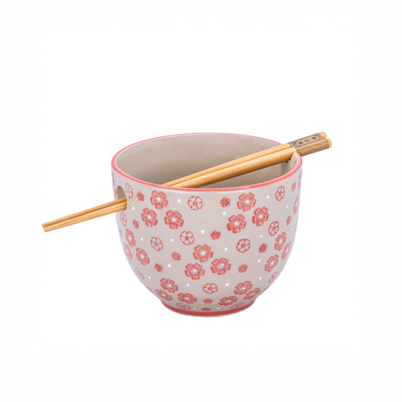 Cherry Blossom Noodle Bowl - With Chopsticks