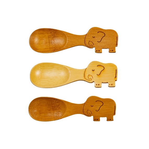 Elephant Bamboo Spoons - Set of 3