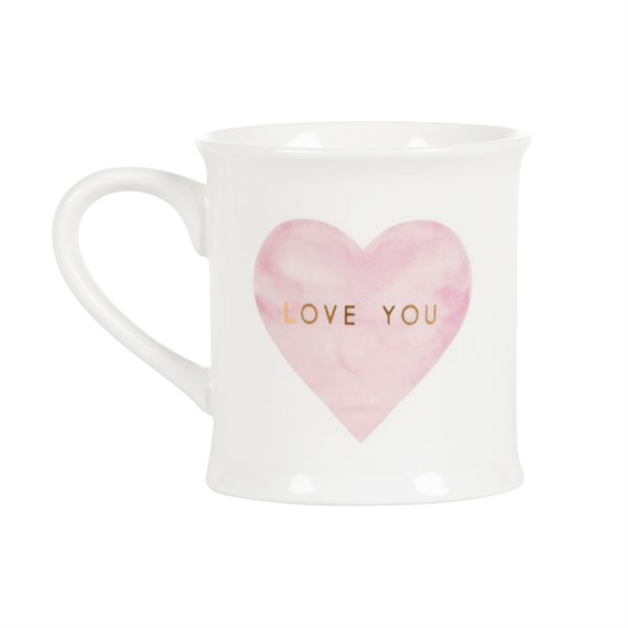 Love You Pastel Pink Heart Mug