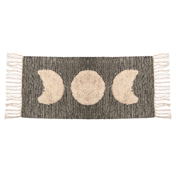 Moon Phases Tufted Rug Black