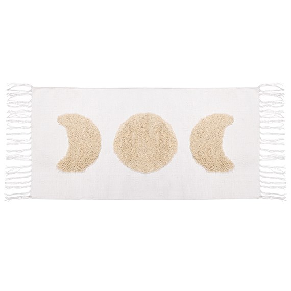 Moon Phases Tufted Rug White
