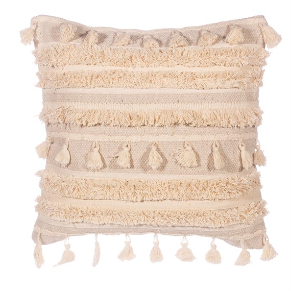 White Tassel Cushion Cover