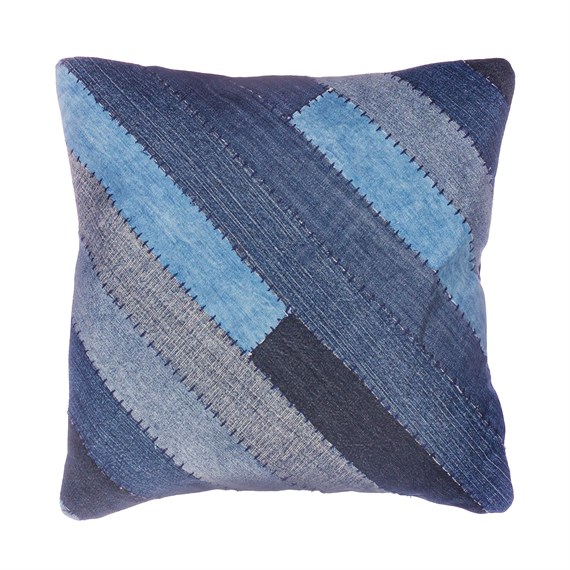 Denim Patchwork Blue Cushion Cover