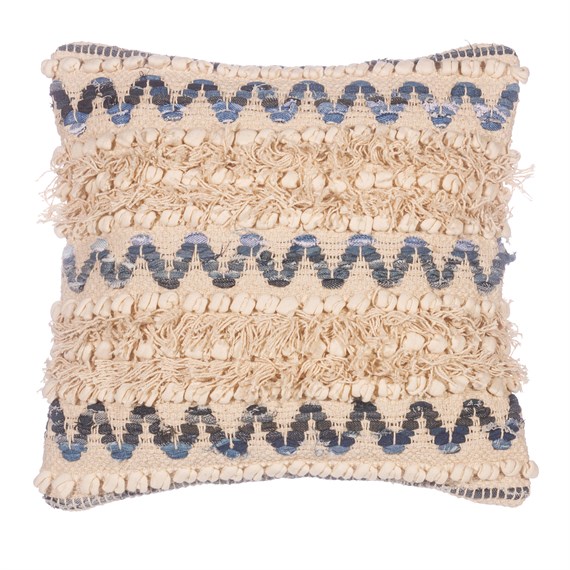 Denim Tufted Zigzag Blue Cushion Cover