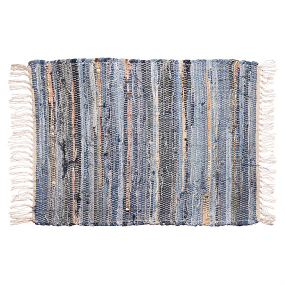 Denim Rag Blue Rug  50 x 70cm