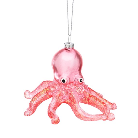 Wonderland Glitter Octopus Shaped Bauble