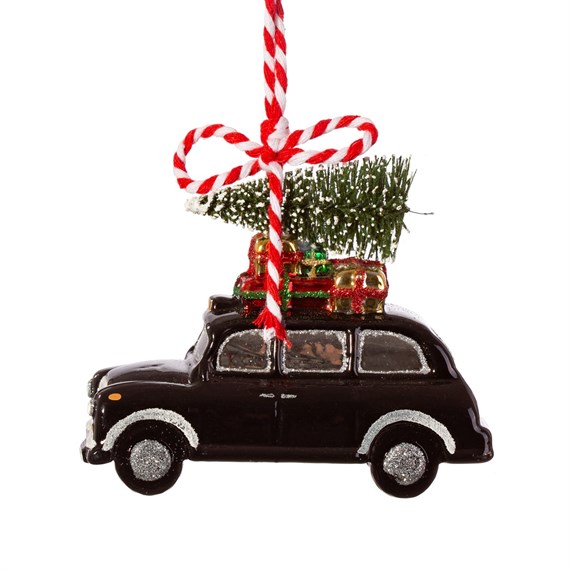 London Christmas Black Cab Shaped Bauble Black