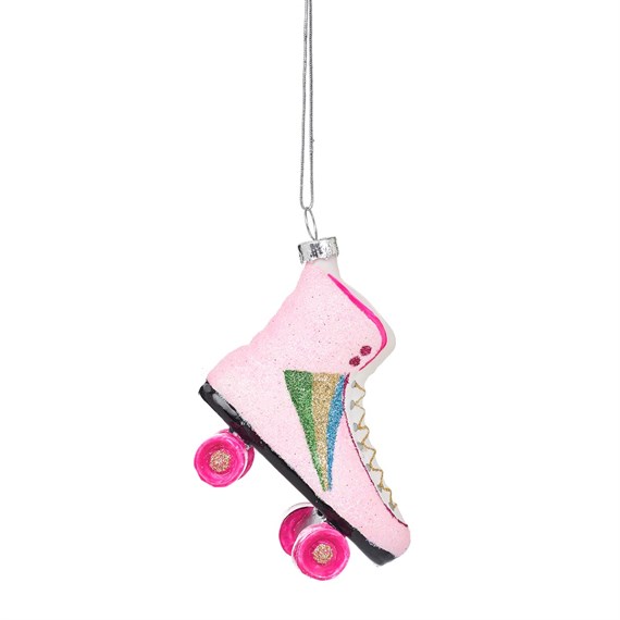 Retro Rollerskate Shaped Bauble Pink