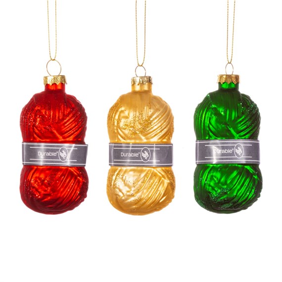 Knitting Wool Shaped Bauble - Set of 3