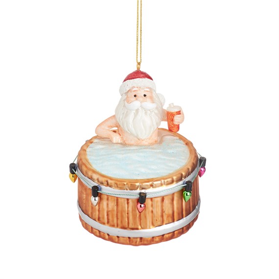Santa in a Hot Tub Shaped Bauble