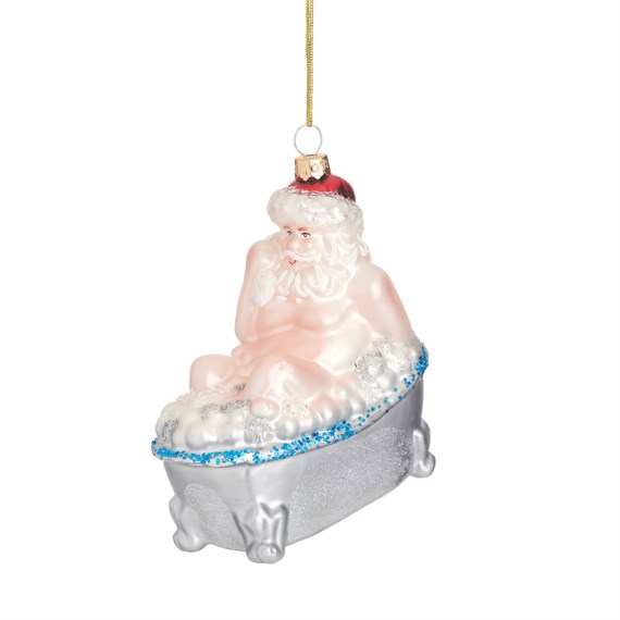 Santa in Bath Shaped Bauble