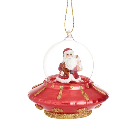 Santa in UFO Shaped Bauble