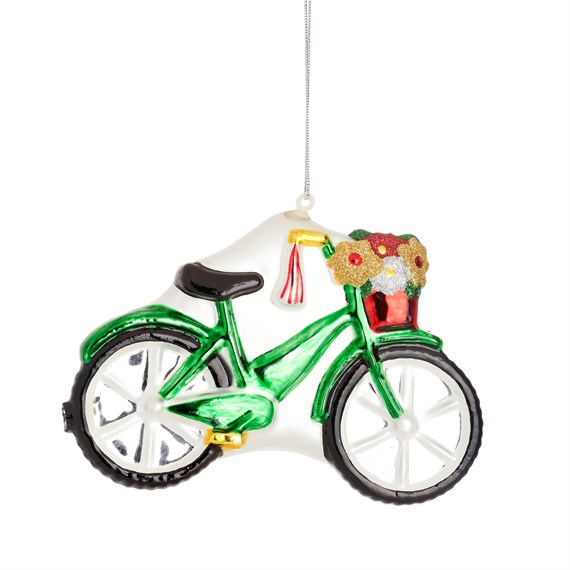 Flower Basket Bicycle Shaped Bauble