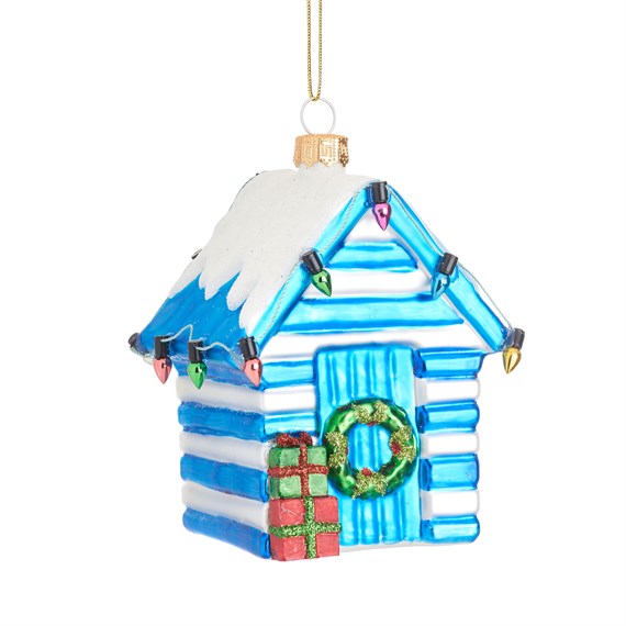 Blue Beach Hut Shaped Bauble