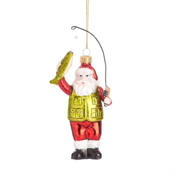 Santa Fishing Shaped Bauble