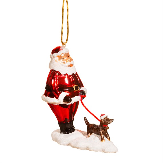 Santa Walking a Dog Bauble