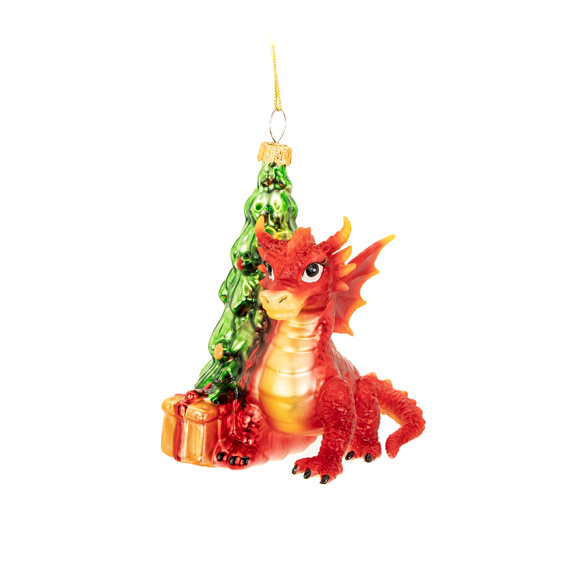 Red Dragon With Tree Shaped Bauble