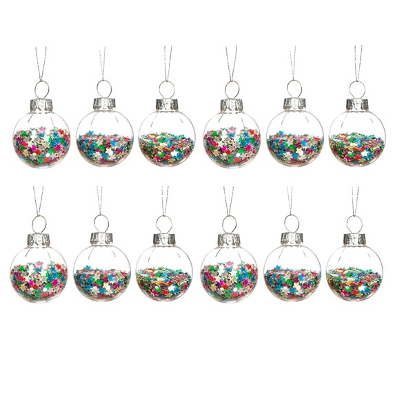 Mini Disco Stars Baubles - Set of 12