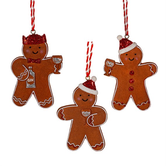 Gin-gerbread Men Hanging Decorations -Set of 3