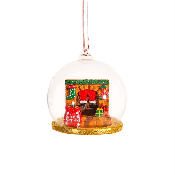 Santa Chimney Scene Dome Bauble