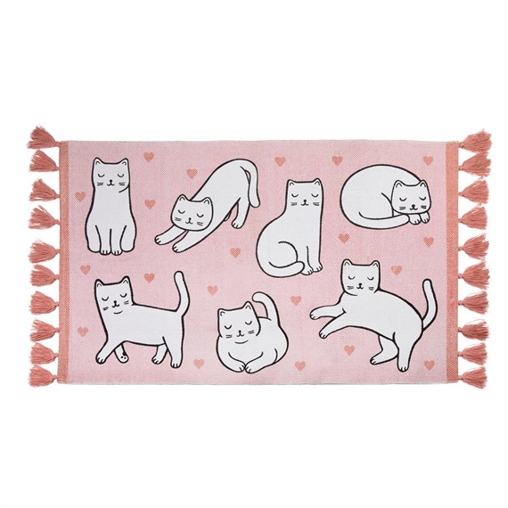 Cutie Cat Pink Tassel Rug