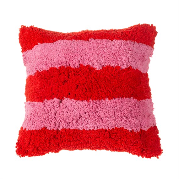 Tufted Stripe Cushion Pink and Red