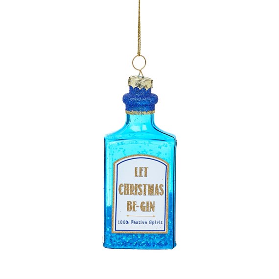 Blue Gin Bottle Shaped Bauble