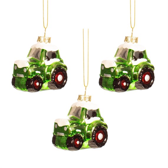 Tractor Shaped Bauble - Set of 3