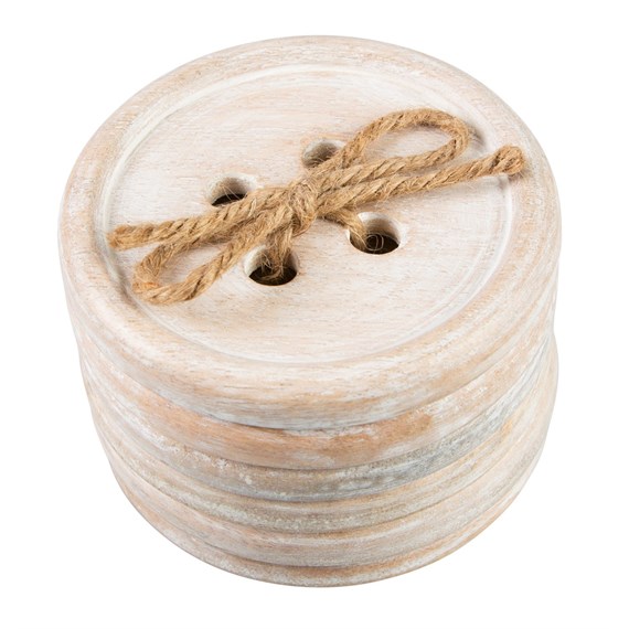 Wooden Brown Button Coaster - Set of 6